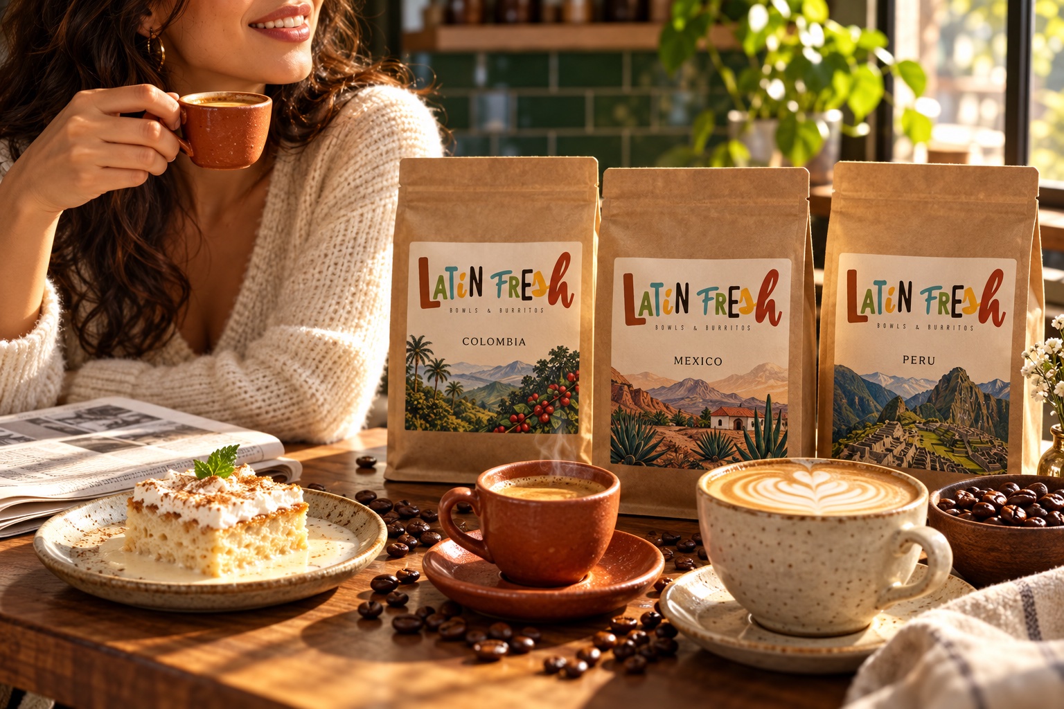 Latin Fresh coffee and origin bags