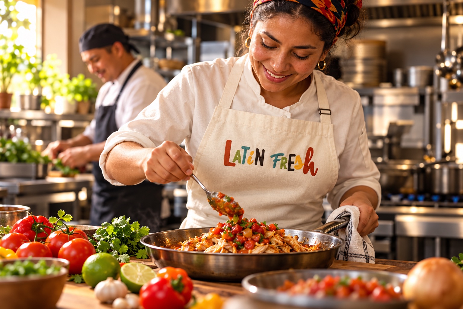 Illustrative chef preparing fresh food